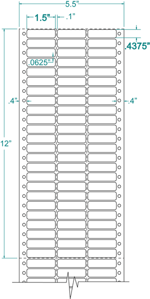 1 1/2" X 7/16" EDP PINFEED LABELS 3 ACROSS $2.93/1000