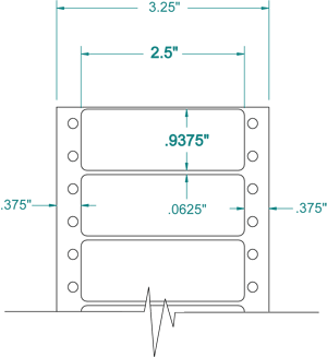 2 1/2" X 15/16" EDP PINFEED LABELS 1 ACROSS $3.14/1000