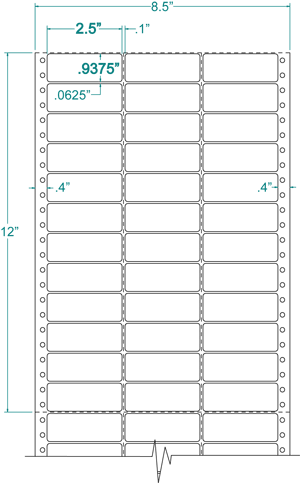 2 1/2" X 15/16" EDP PINFEED LABELS 3 ACROSS $2.55/1000