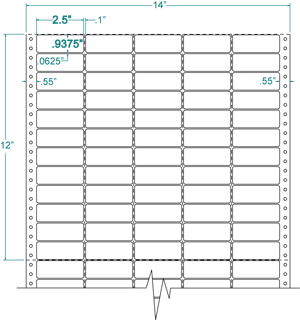 2 1/2" X 15/16" EDP PINFEED LABELS 5 ACROSS $2.31/1000