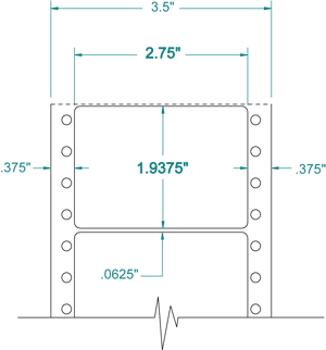 2 3/4" X 1 15/16" EDP PINFEED LABELS 1 ACROSS $6.44/1000