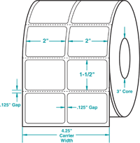 2 " X 1" THERMAL TRANSFER LABEL 2 ACROSS