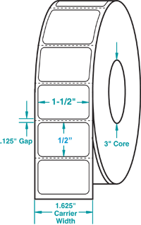 1 1/2" X 1/2" GLOSS POLYESTER THERMAL TRANSFER LABEL