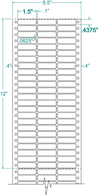 1 1/2" X 7/16" EDP PINFEED LABELS 3 ACROSS $2.85/1000