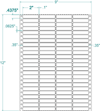2" X 7/16" EDP PINFEED LABELS 4 ACROSS $1.74/1000