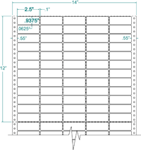 2 1/2" X 15/16" EDP PINFEED LABELS 5 ACROSS $2.25/1000