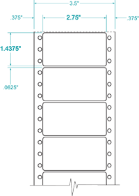 2 3/4" X 1 7/16" EDP PINFEED LABELS 1 ACROSS $5.07/1000