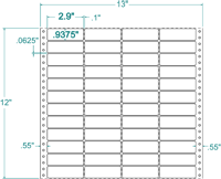 2.9" X 15/16" EDP PINFEED LABELS 4 ACROSS $2.64/1000
