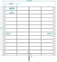3.3" X 15/16" EDP PINFEED LABELS 4 ACROSS $2.55/1000