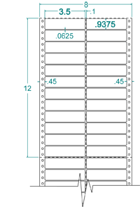 3 1/2" X 15/16" EDP PINFEED LABEL 2 ACROSS $2.64/1000