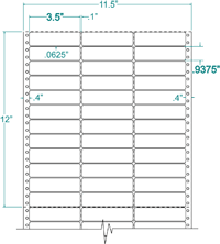 3 1/2" X 15/16" EDP PINFEED LABEL 3 ACROSS $2.68/1000