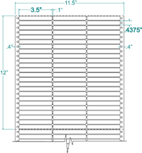 3 1/2" X 7/16" EDP PINFEED LABELS 3 ACROSS $1.97/1000