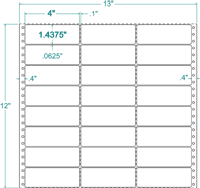 4" X 1 7/16" EDP PINFEED LABELS 3 ACROSS $4.49/1000