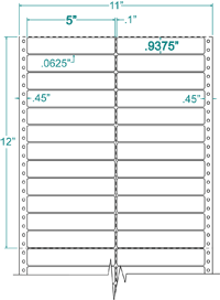 5" X 15/16" EDP PINFEED LABEL 2 ACROSS $4.30/1000