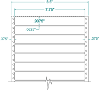 7 3/4" X 15/16" EDP PINFEED LABELS 1 ACROSS $8.99/1000