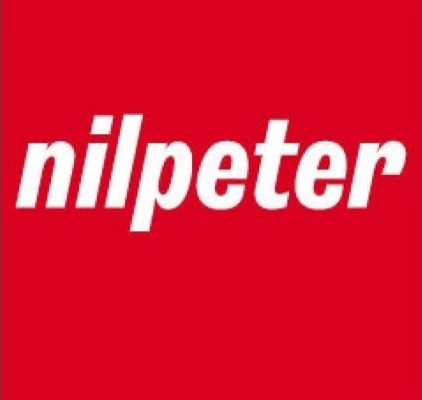 Nilpeter Company Logo red box with nilpeter written in lower case