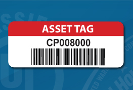 label sample of a asset tag with variable printing
