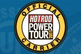 sample image of a die cut label with text Hot Rod Power Tour on label