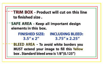 diagram showing proper way to design a label if being die cut with bleed
